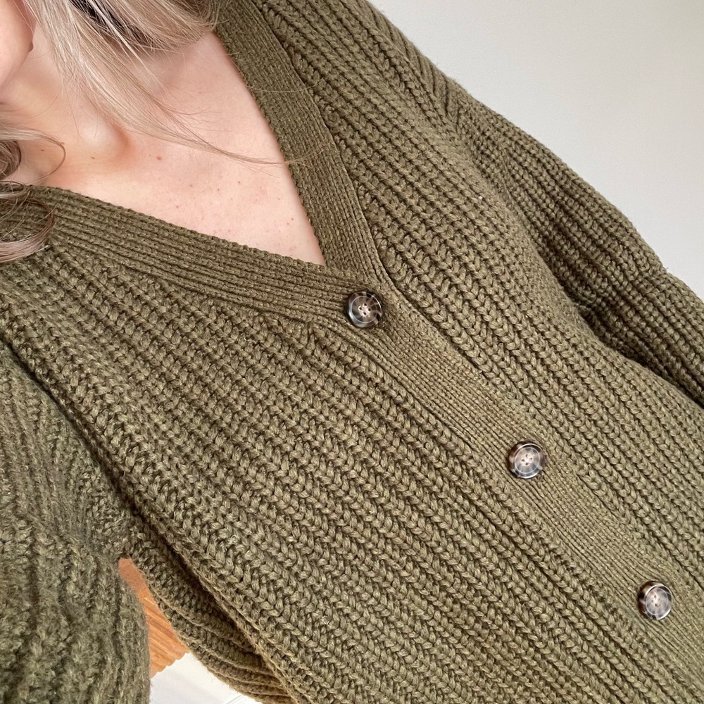 Marine Layer Green Oversized Cardigan Knit Sweater